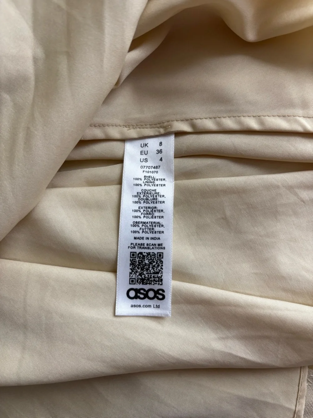 ASOS Cream Mini Dress with Gold Sequin Bead Embroidery Sz 4 - Picture 12 of 14